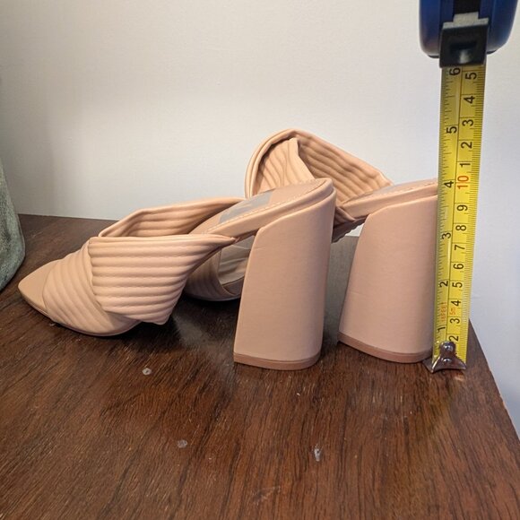 New Dolce Vita Emeley Tan Faux Leather Open Toe Block Heel Sandals - Picture 4 of 4